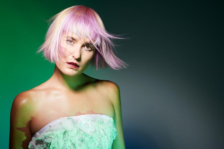 icono Collection 2018 Trends Hairfashion Academy Look pastel pink yellow blonde Choppy Fringe