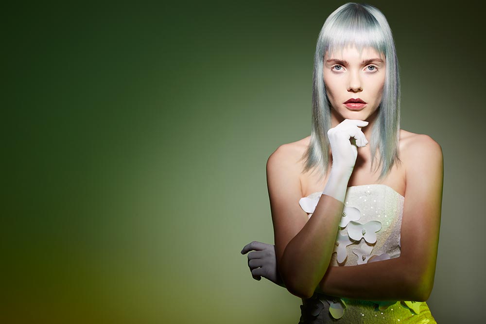 icono Collection 2018 Trends Hairfashion Academy Look pastel mint blond Choppy Fringe long layers